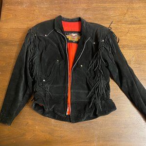 Suede Harley Davidson Biker Fringe Jacket (Womens M/L)